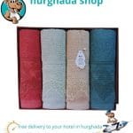 4-piece towel set made from 100% Egyptian cotton with super absorbency