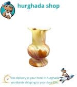 Vintage Handmade Onyx Vase - Medium Size in White, Brown, and Green