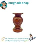 Vintage Handmade Onyx Vase - Medium Size in White, Brown, and Green