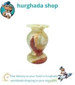 Vintage Handmade Onyx Vase - Medium Size in White, Brown, and Green