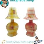 Onyx Art Lamp – Unique Handmade Table Lamp in Red and Yellow with Translucent Veining