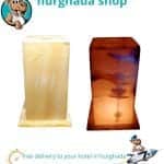 Large Square Alabaster Lamp – Handmade Egyptian Lamp with Translucent Grain Patterns