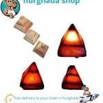 Red Pyramids Alabaster Lamp and Candle Set – Handmade Egyptian Pyramid Lamps