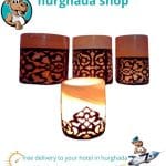 Handmade Egyptian Alabaster Cylindrical Candle Holder with Brass Base