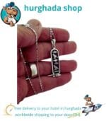 Hieroglyphic Name Engraving on Oxidized Silver Cartouche