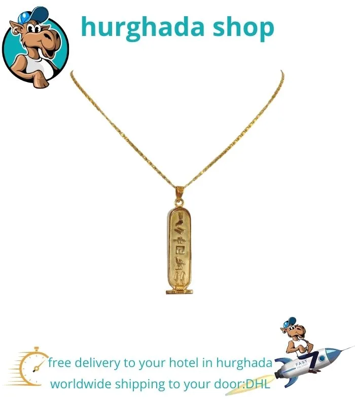 Personalized Egyptian Cartouche Pendant – Gold-Plated Double-Sided Necklace