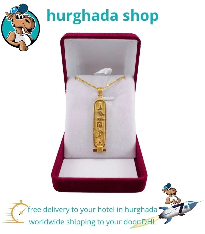 Hieroglyphic Name Engraving on Egyptian Cartouche Pendant