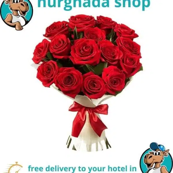 15 stunning red roses in white wrapping for same-day flower delivery in Marsa Alam