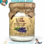 Lavender Serenity Butter moisturizing cream with Shea Butter in glass jar