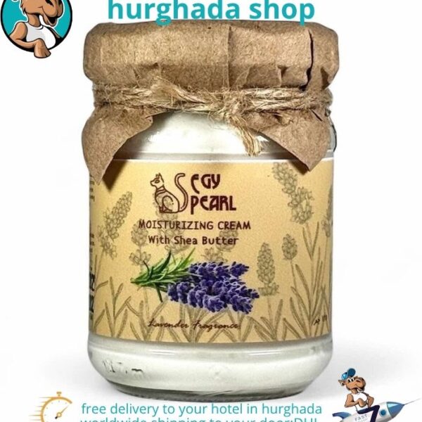 Lavender Serenity Butter moisturizing cream with Shea Butter in glass jar